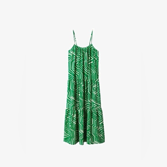 Mango Vibrant Green Geometric Midi Dress - Picture 7 of 9
